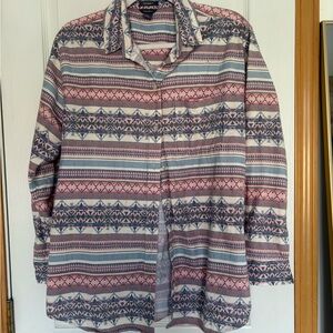 Eddie Bauer Pink and Blue Geometric Western Shirt